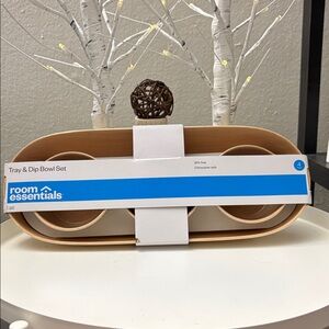 Room Essentials tan tray and dip bowl set